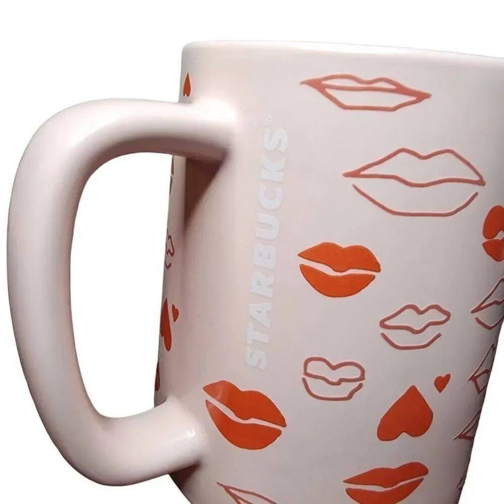 Starbucks Coffee Mugs, 2020 Valentine's Day Lips & Hearts Ceramic Drinking Cup - Picture 5 of 9